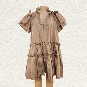 Hunter Bell Beige Tiered Mini Dress